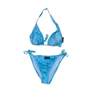 Y2k No Boundaries Blue Tie-Dye Triangle Bikini Set!